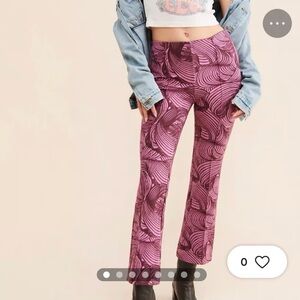 Maeve Anthropologie “The Margot” Kick-Flare Cropped Pants – Mauve Print- Size L